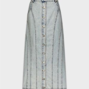 Denim Maxi Skirt with Button Front